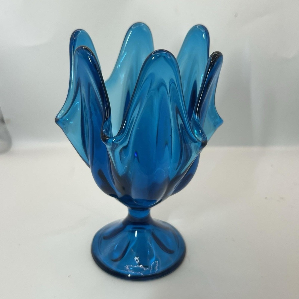 MCM Viking Glass 6 Petals Swung  Pedestal 5 1/2" Small Vase